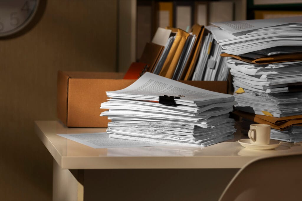 still life documents stack